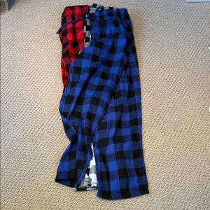 Buffalo Plaid Pajama Pants Set - Red and Blue